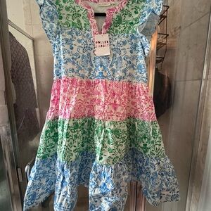 Roller Rabbit Blue and Pink Flutter Sleeve Sundress